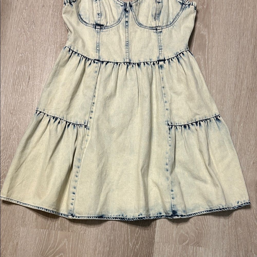 Lane 201 Bleached Denim Tie-Strap Mini Dress - Picture 4 of 6